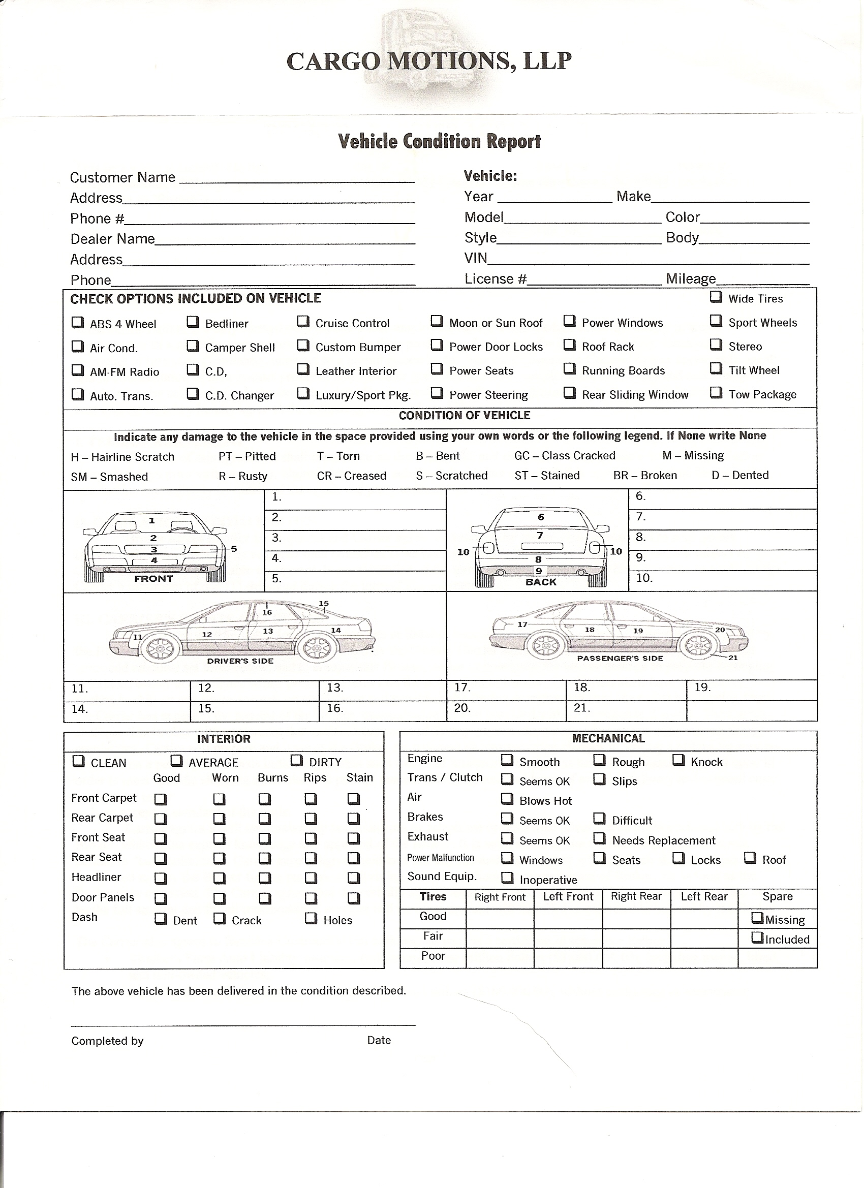 Car Inspection Form