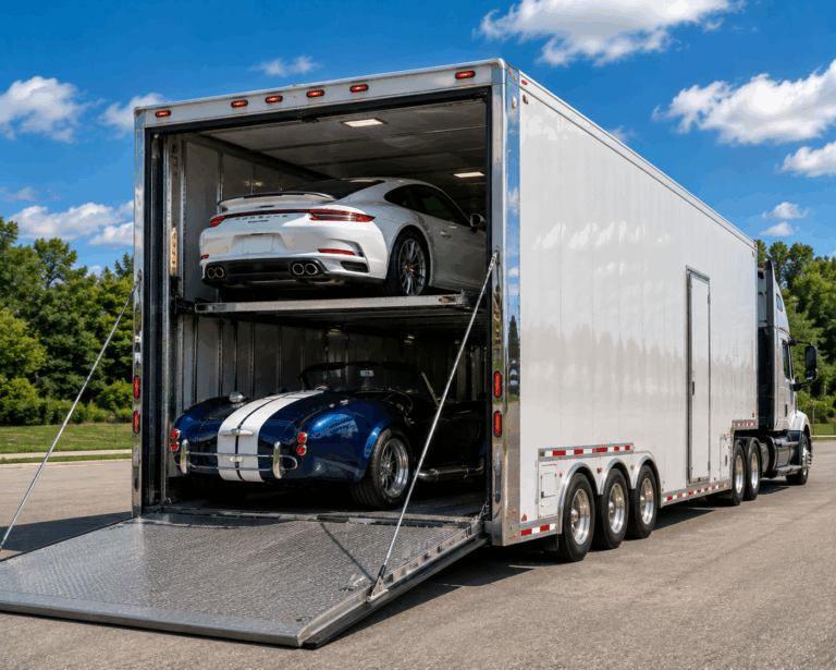 Enclosed auto transport carrier for specialty vehicles