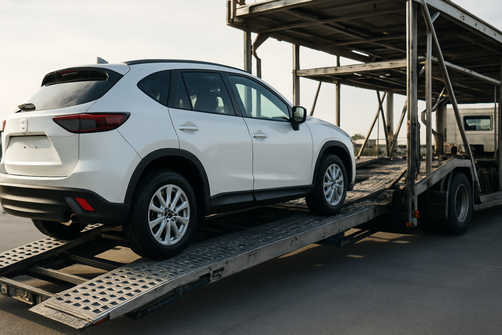Car shipping cost illustrated with transport truck