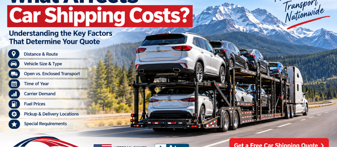 Car shipping costs affected by distance, vehicle size, route and transport type
