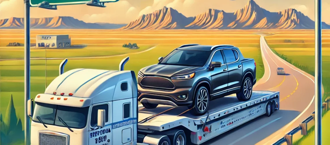 DALL·E 2025-02-04 10.41.30 - A high-quality digital illustration of a vehicle being transported on a professional car carrier from South Dakota to Florida. The background showcase