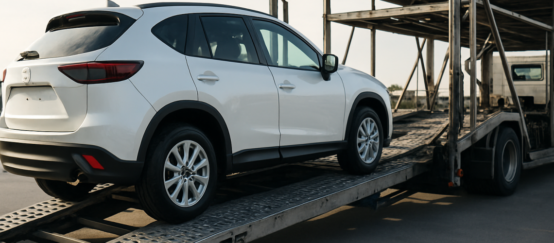 Car shipping cost illustrated with transport truck