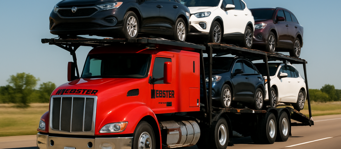 Webster Hauling car hauler truck on highway