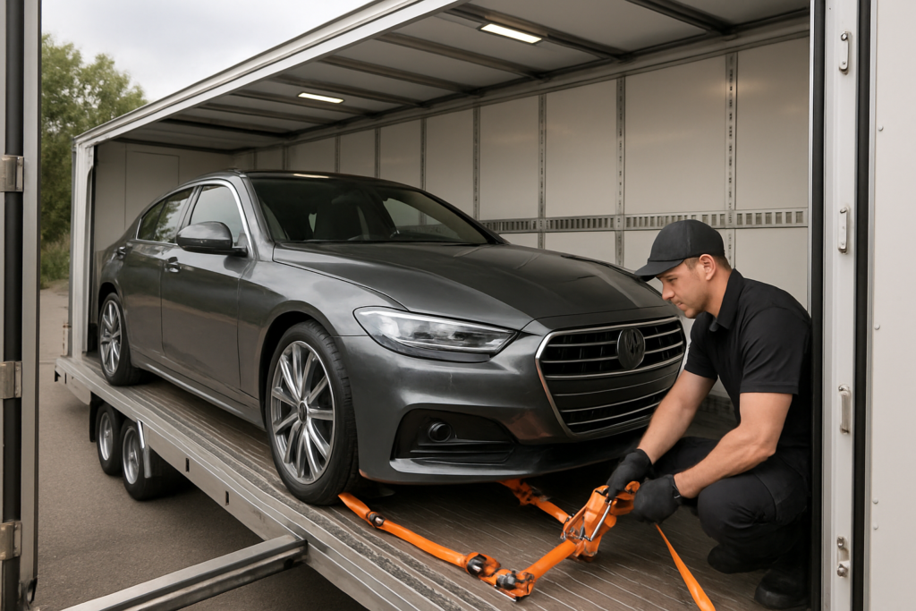 Enclosed car transport service for secure vehicle shipping