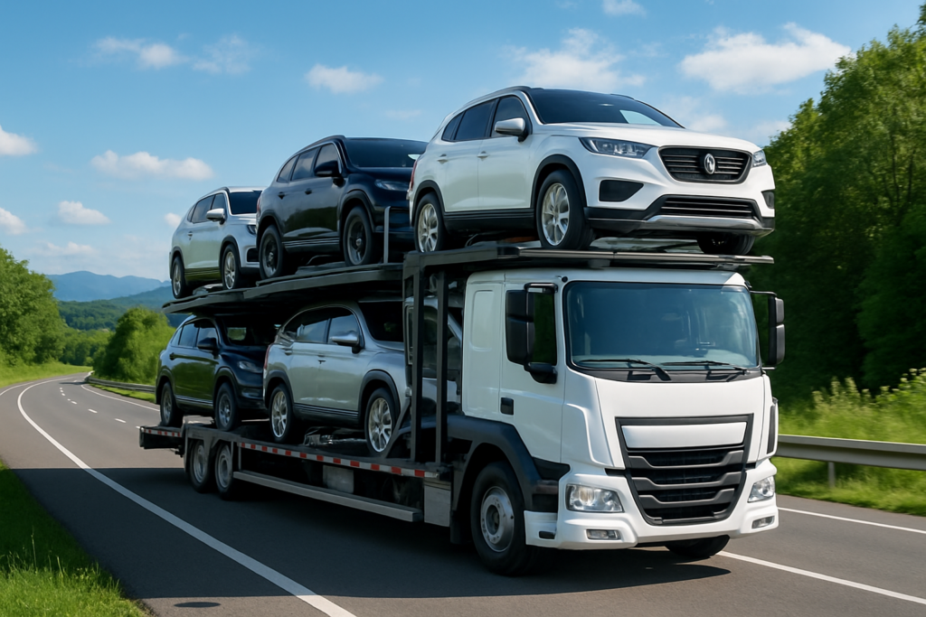 A modern car carrier truck ensuring safe auto transport