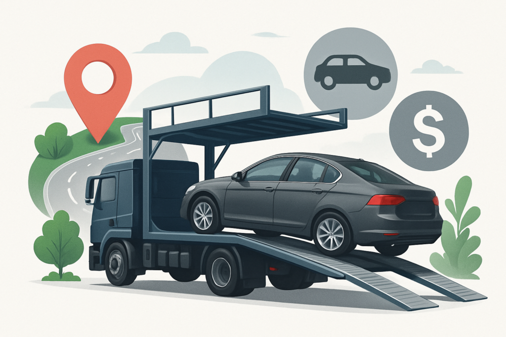 Understanding car shipping costs with a transport truck