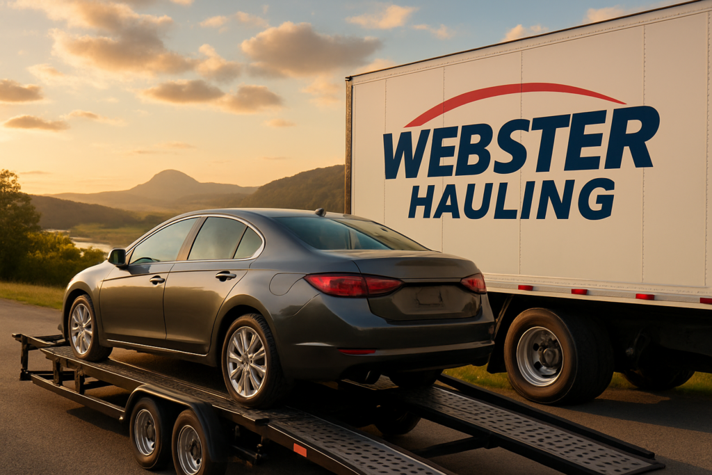 Webster Hauling car shipping service in action